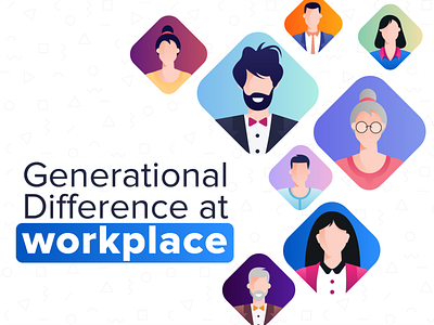 Generational difference at workplace baby boomers design employee generation generation x generation y generation z generational difference gredient hr illustrations millennials office old patterns ui vector workplace young zoho