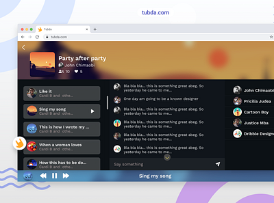Tubda Redesign Design chatting dashboad music player