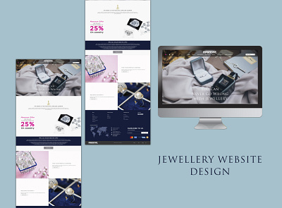 One Page Jewellery Website Design color tone decent diamonds formal golds header jewellery layout mockup silver website