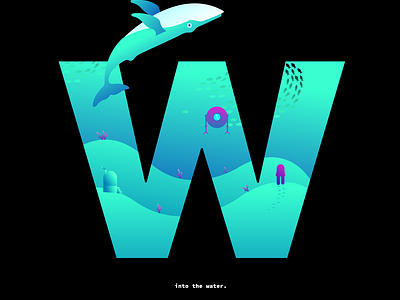 into the water flat web typography website logo icon design branding animation app ui vector illustration