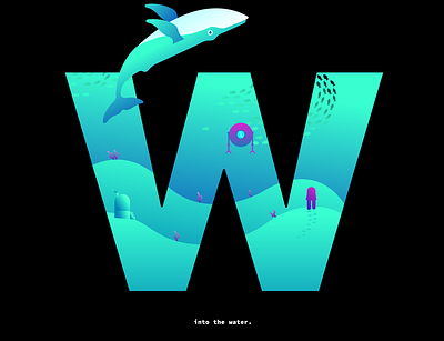 into the water animation app branding design flat icon illustration logo typography ui vector web website
