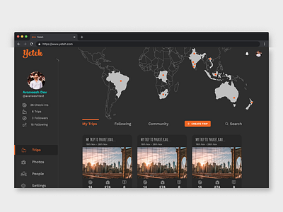 Yeteh - Social Travel Platform app design travelplatform travel startup typography ui ux uxresearch