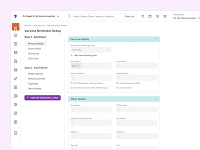 VetBuddy - An ERP System for Veterinary Management app dashboarddesign design erp erpdesign ia typography ui ux uxresearch