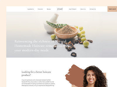 Zeme - Haircare Website app design designstudio typography ui uiux ux uxresearch website
