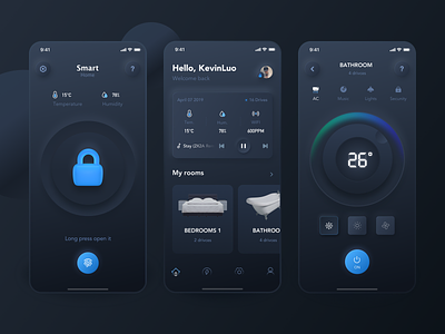 Smart home 3d animation card develop gradient home house icons interaction micro interaction neumorphic room smart smarthome swift switch ui xcode