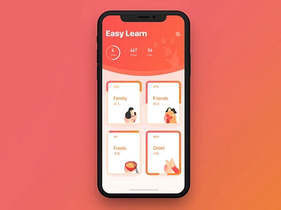 Chinese language learning animation animation course dribbble family food friend game game app gradient illustration interaction language learning micro interaction motion pass ui voice wave