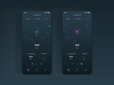 Speedtest for download and upload black data download gradient interaction light mbps meteor service speed star test ui upload wifi