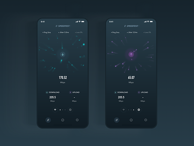 Speedtest for download and upload black data download gradient interaction light mbps meteor service speed star test ui upload wifi