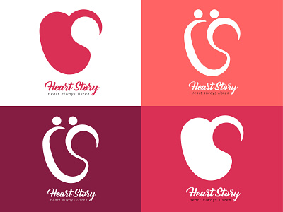 Heart Story #2 adobe illustrator branding flat girl heart heart logo lettermark listen logo love monogram logo pink simple