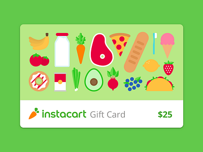 Instacart digital gift cards amount buy card credit food gift grocery icons illustration instacart money