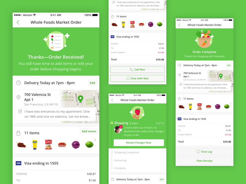 Instacart Orders on iOS by Jordan Staniscia on Dribbble