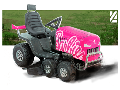 The Pink Machine art concept design lawn mower