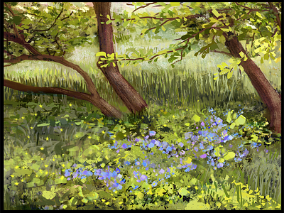 Little Flowers digital flowers forest nature painting