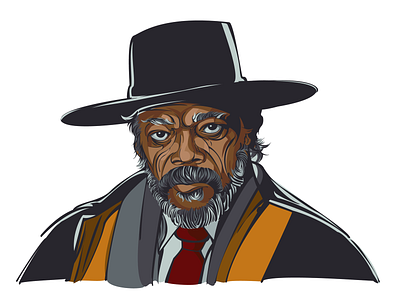 Major Marquis Warren art design figure hateful eight illustration marquis warren movie potrait samuel l jackson vector