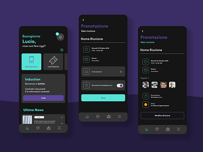 Company app adobe adobe xd app aquamarine company dark dark app dark mode dark ui design giulia baldini icon minimal purple ui ui design user experience ux ux design