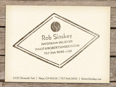 Robert Sinskey Vineyards Biz Cards business cards letterpress print