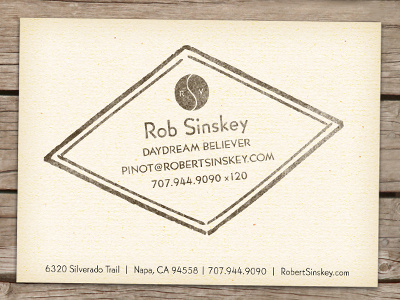 Robert Sinskey Vineyards Biz Cards