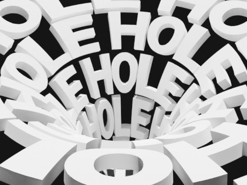 HOLE 3d animation blackandwhite design gif logo loop processing typogaphy