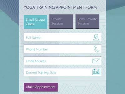 Lauren Danielle Yoga Appointment Form appointment form buttons form icons user interface web form yoga