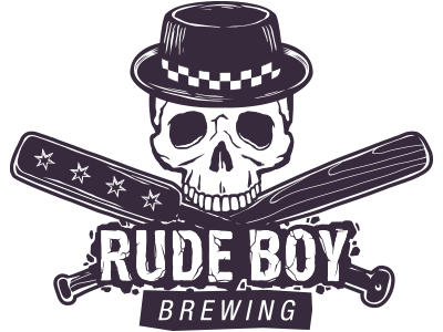 Rude Boy Brewing - Skull logo w/ cracked type 2 tone beer brewing logo rude boy rudy ska skull