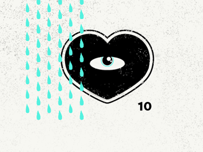 10 Years In 10 eye heart invite pattern rain texture wedding