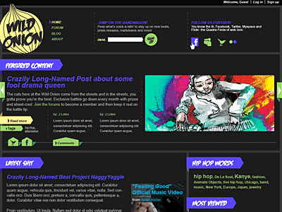 Wild Onion blog dark day glo forum hip hop web design website wild onion