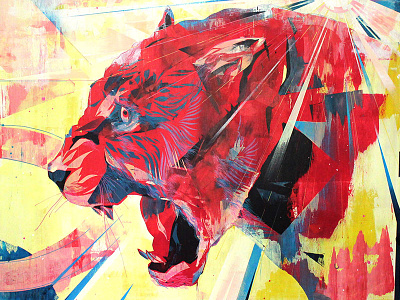 Sun Jaguar animal cat dos jaguar paint painting red sun toronto
