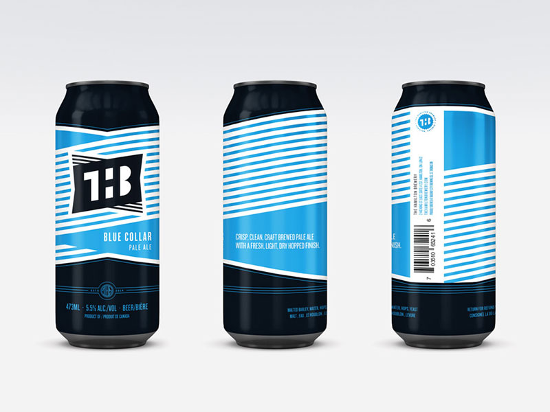 The Hamilton Brewery Blue Collar Pale Ale can design thb hamilton can beer beverage logo branding illsutration design
