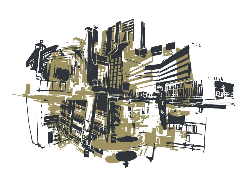 exploded city illo design branding ontario hamilton urban city illustration