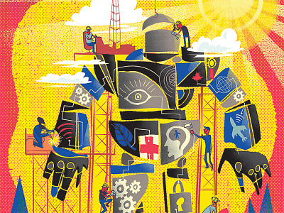 Robot Illustration bright canada design digital editorial illustration jamie lawson poly studio publication retro robot