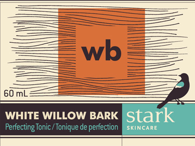Willow Bark Closeup design illustration label packaging skincare typography