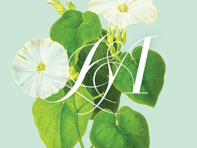 J & A invitation layout 2 botanical collage design identity logo monogram script stamp type typography