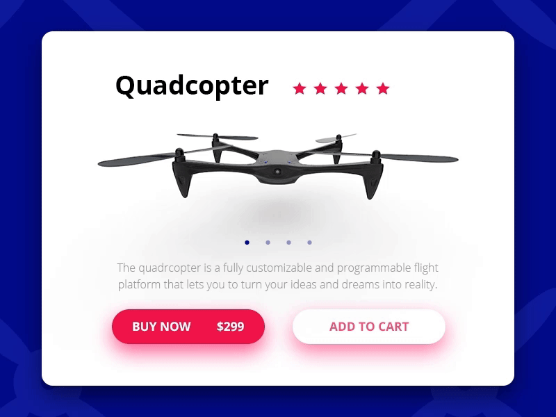 Quadcopter button card cinema4d copter design fly material quadrocopter shop ui web