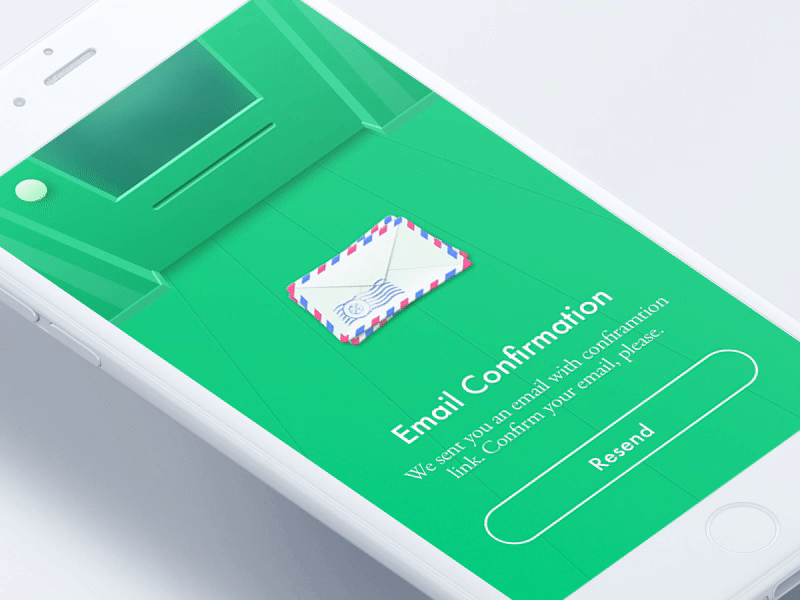 Confirmation Screen animation app confirm envelope green illustration ios letter mail motion onboarding registration sign in sign up signup signup form signup page signup screen signupform ui
