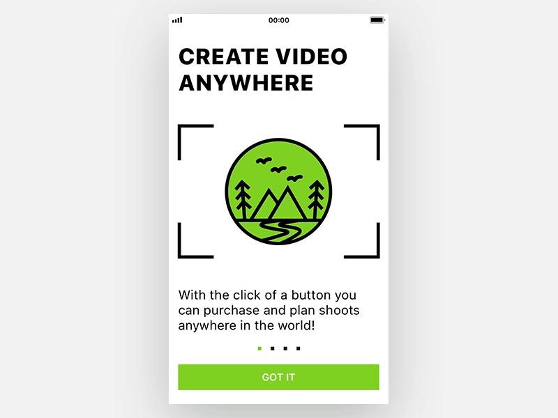 Video Production android app brutal clean intro ios mobile onboarding video welcome