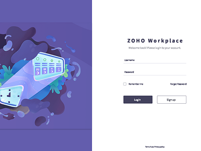 Zoho Workplace Redesign login screen sign up screen ui ui design website redesign zoho