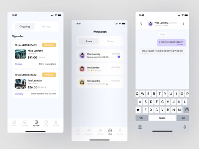 Laundry app - Minimalist app design app app design apps design chat chat box design dribbble dribbble best shot laundry laundry app minimalist design order order list ui ui design ux