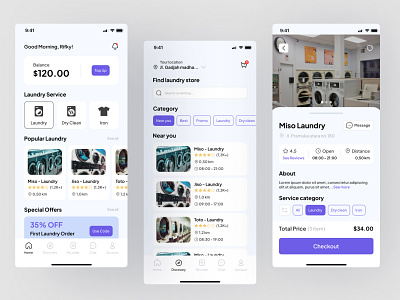 Laundry App - Minimalist app design