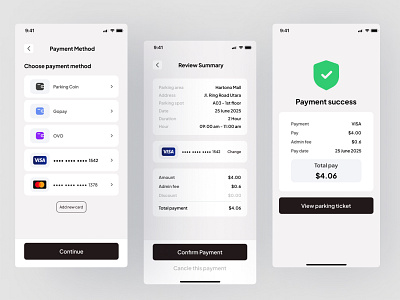 Parking App - Minimalist App Design app app design booking app design dribbble dribbble best shot ios minimalist design parking parking app payment transaction ui ui design ux