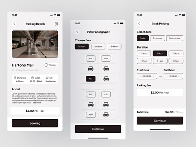 Parking App - Minimalist App Design