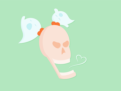 Oh She's Still Cute character character design cute design ghost heart illustration illustrator skeleton spooky vector