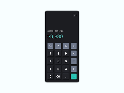 Daily UI 004 - Calculator app design black calculator clean dailyui dailyui004 dailyuichallenge dark theme dark theme ui design grey icon minimal mint mobile neumorphic neumorphism ui ux visual design