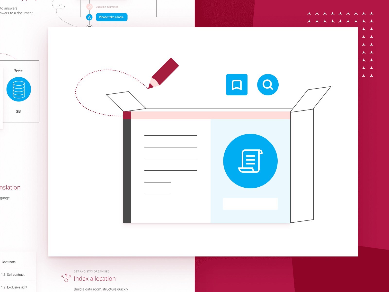 Data room box animation icon illustration minimal vector