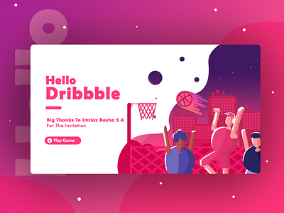 Hello dribbble - First shot basketball design flat illustration ui vector