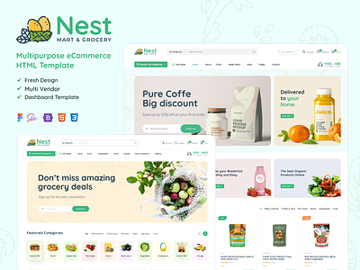 Nest - Multipurpose eCommerce HTML Template supermarket grocery