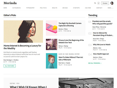 Merinda - HTML Template inspired by Medium