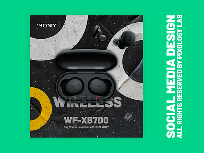Social Media Creative Design of Sony Wireless Headphone branding creative design graphic design illustration illustrator logo minimal promotional design social media design typography ui