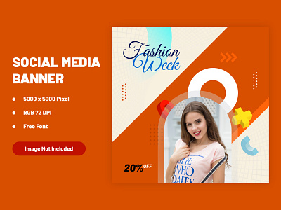 Fashion Week 20 percent off social media banner branding design discount fashion fashion week illustrator minimal off promotional design sale social media design typography