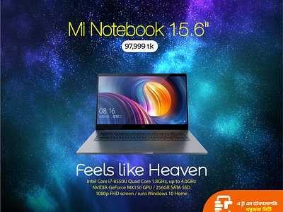 Mi Notebook 15.6 branding design illustration illustrator minimal promotional design social media design type typography