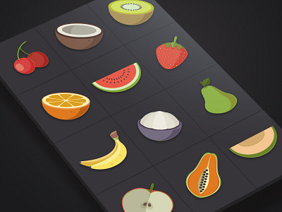 Fruit Icons flat fruit